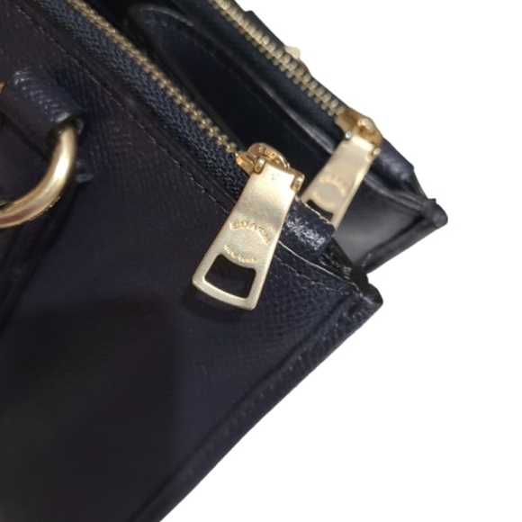 Coach Crosby Carryall Midnight Navy Crossgrain Leather Tote - Picture 14 of 16